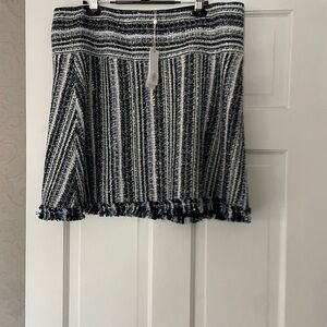 Striped Blue and White Women's Skirt Nwt 14 Tory Burch Laila skirt tweed